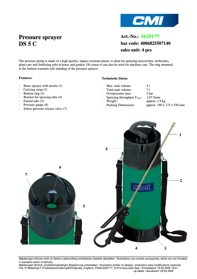 Page n°1 - Fiche technique CMI DS 5 C
