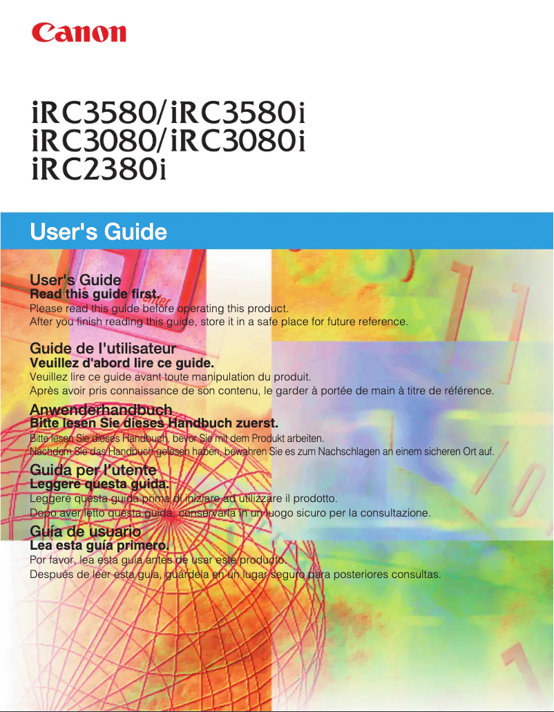 Page 1 de la notice Manuel utilisateur Canon imageRUNNER C3580