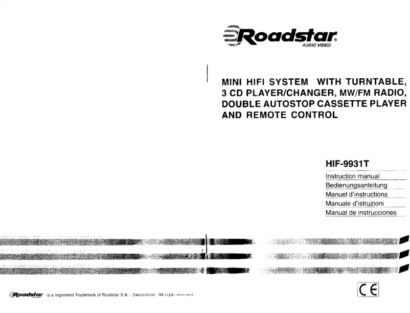 Page 1 de la notice Manuel utilisateur Roadstar HIF 9931 T