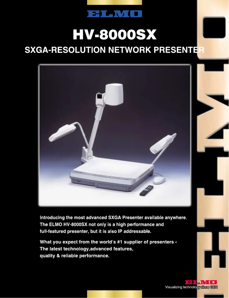 Image de la première page du manuel de l'appareil HV-8000SX