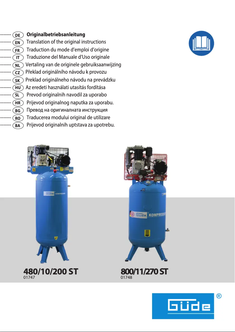 Page n°1 - Manuel utilisateur Güde Kompressor 800/11/270 ST