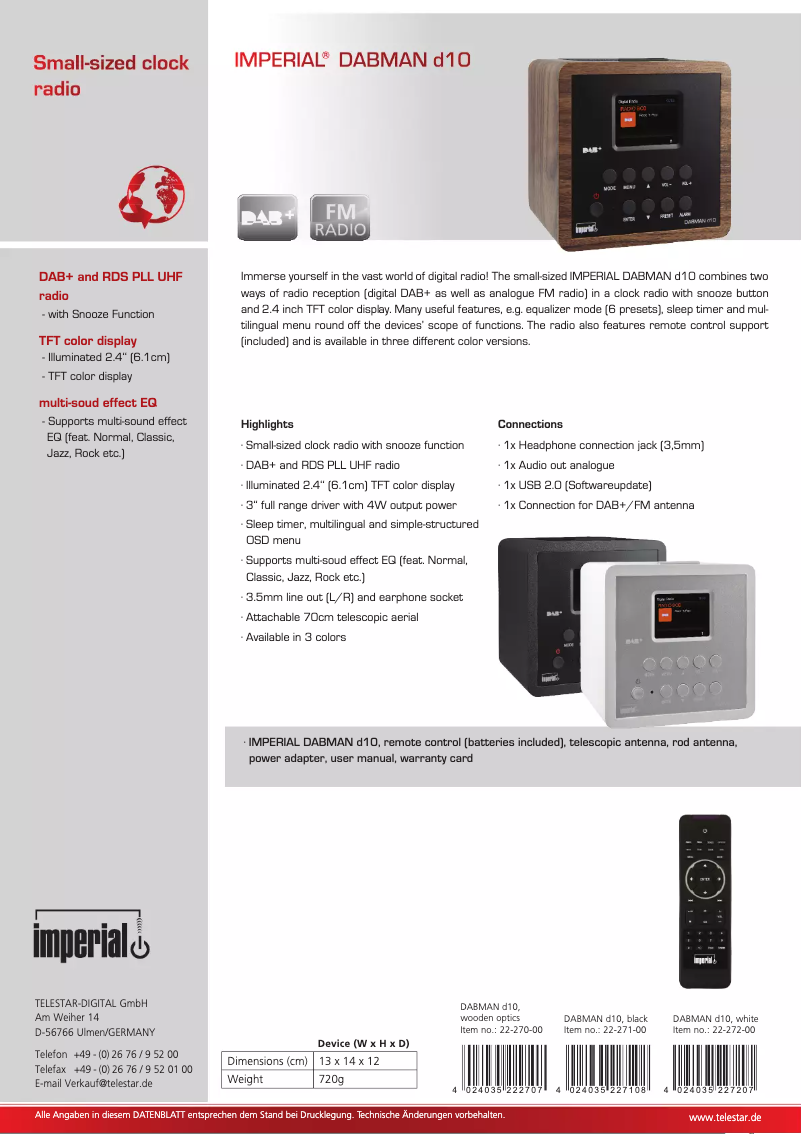 Image de la première page du manuel de l'appareil Dabman D10