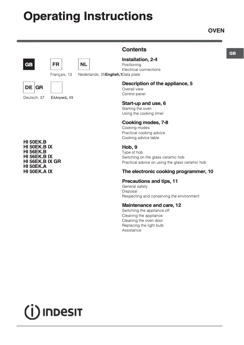 Image de la première page du manuel de l'appareil HI 50 EK.A IX