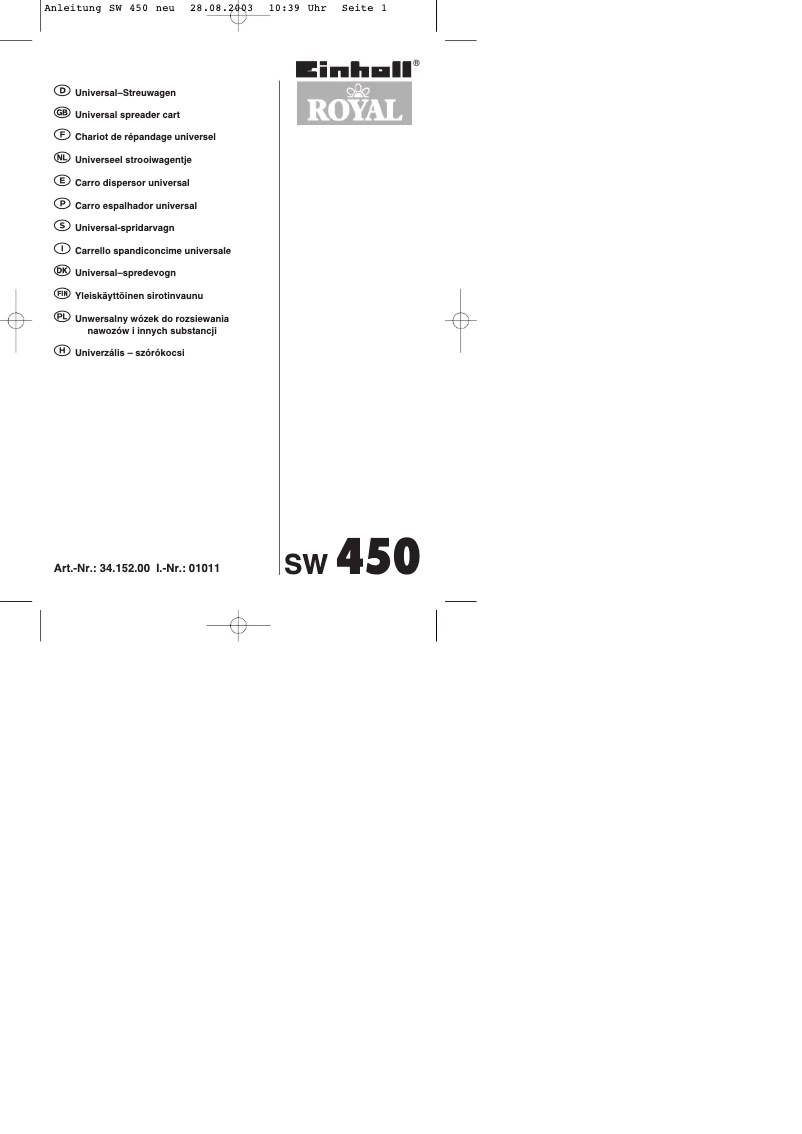 Page n°1 - Manuel utilisateur Einhell Royal SW 450