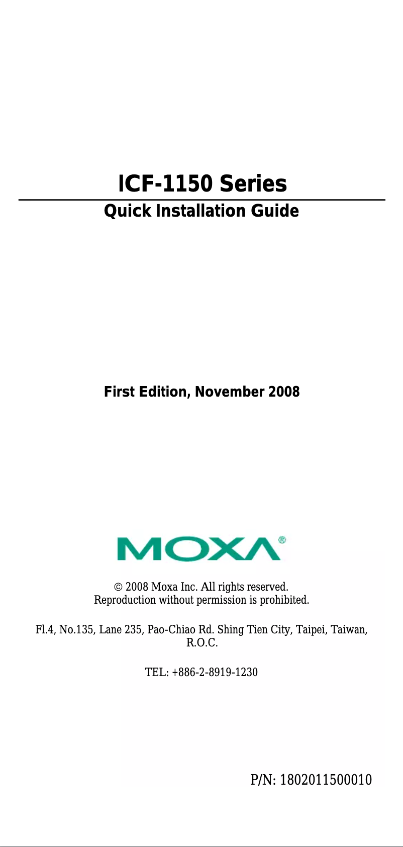 Page n°1 - Manuel utilisateur Moxa ICF-1150-M-ST-T