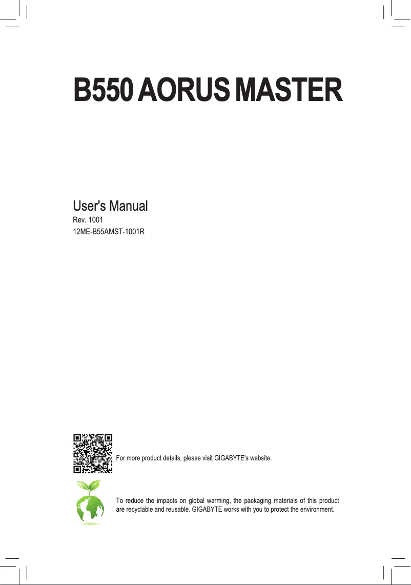 Image de la première page du manuel de l'appareil B550 Aorus