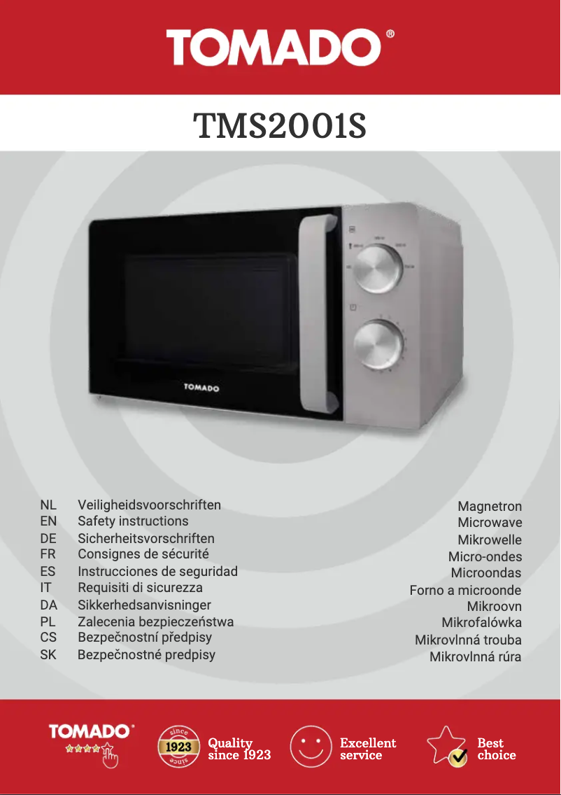 Page 1 de la notice Manuel utilisateur Tomado TMS2001S