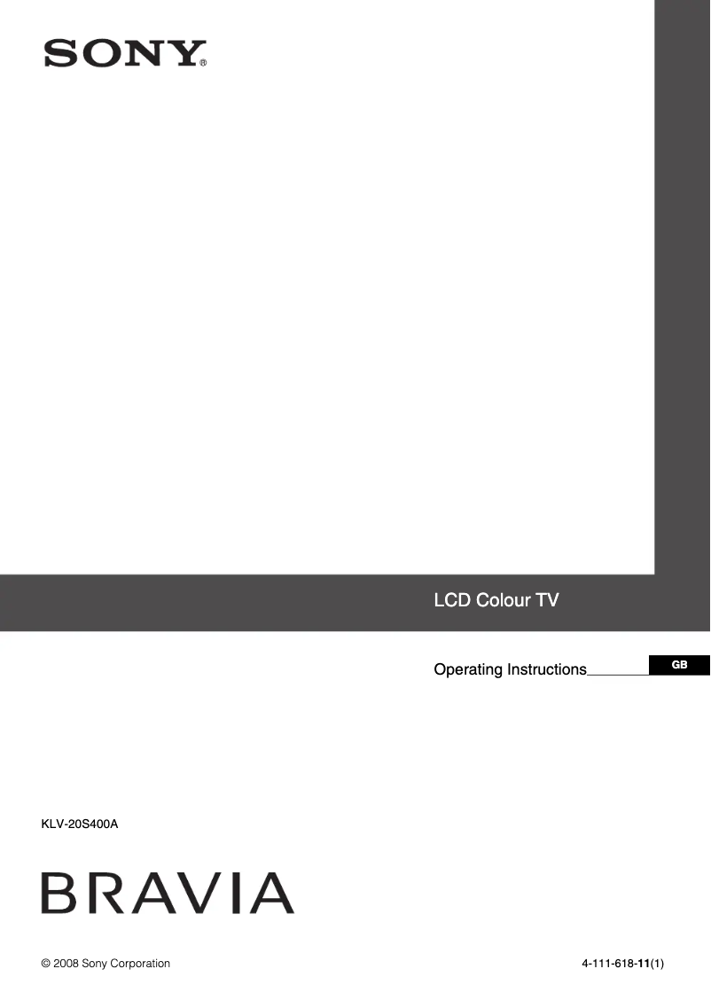 Page n°1 - Manuel utilisateur Sony Bravia KLV-20S400A