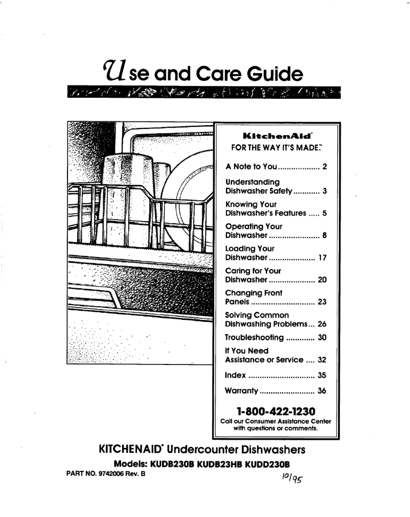 Page 1 de la notice Manuel utilisateur KitchenAid KUDB230B0