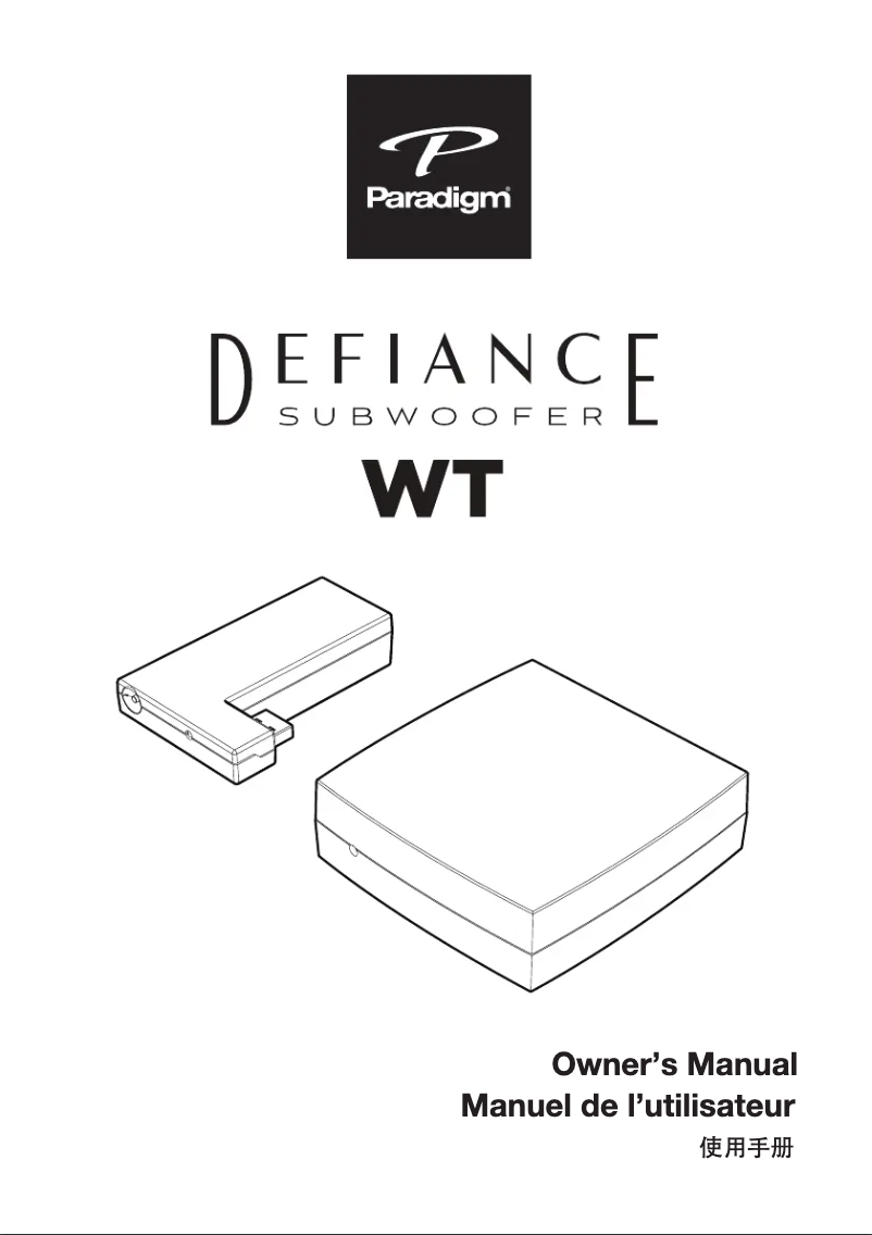 Page 1 de la notice Manuel utilisateur Paradigm Defiance WT