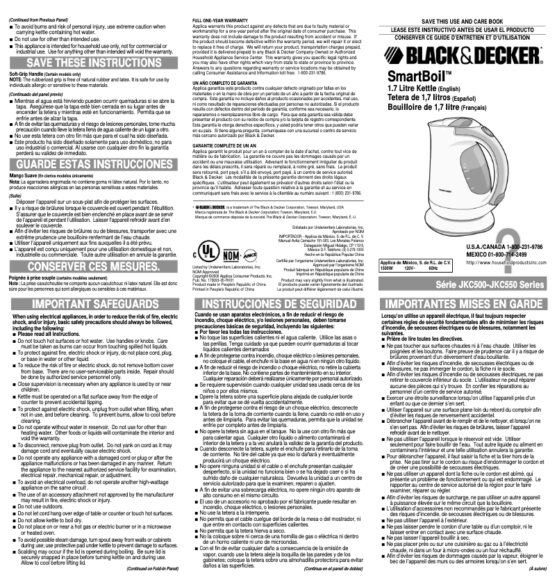 Page n°1 - Manuel utilisateur Black & Decker JKC500