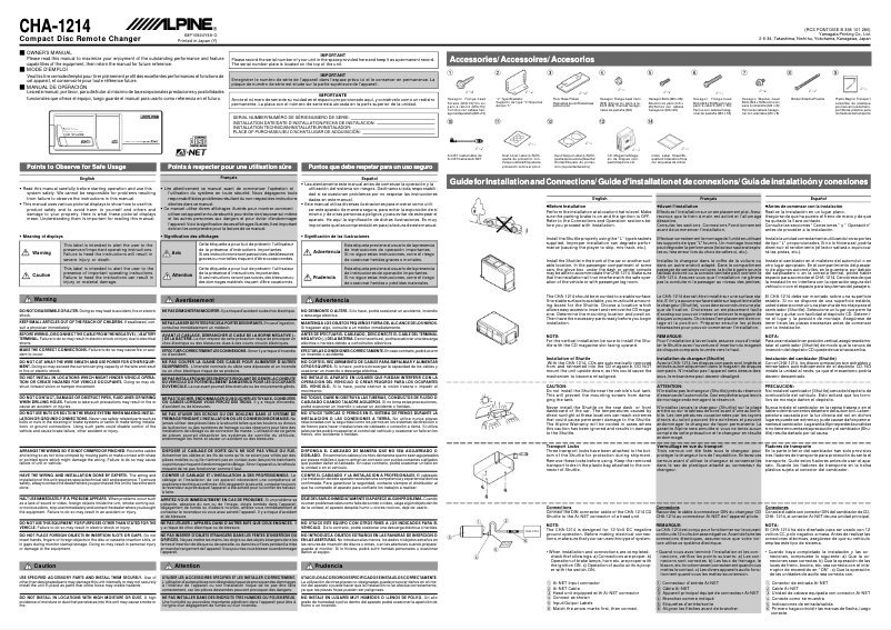 Page 1 de la notice Manuel utilisateur Alpine CHA-1214