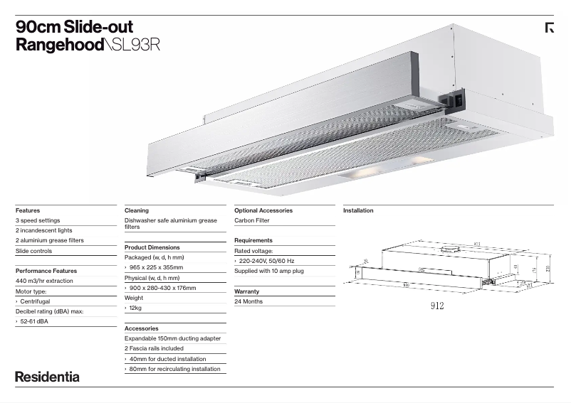 Page 1 de la notice Fiche technique InAlto SL93R
