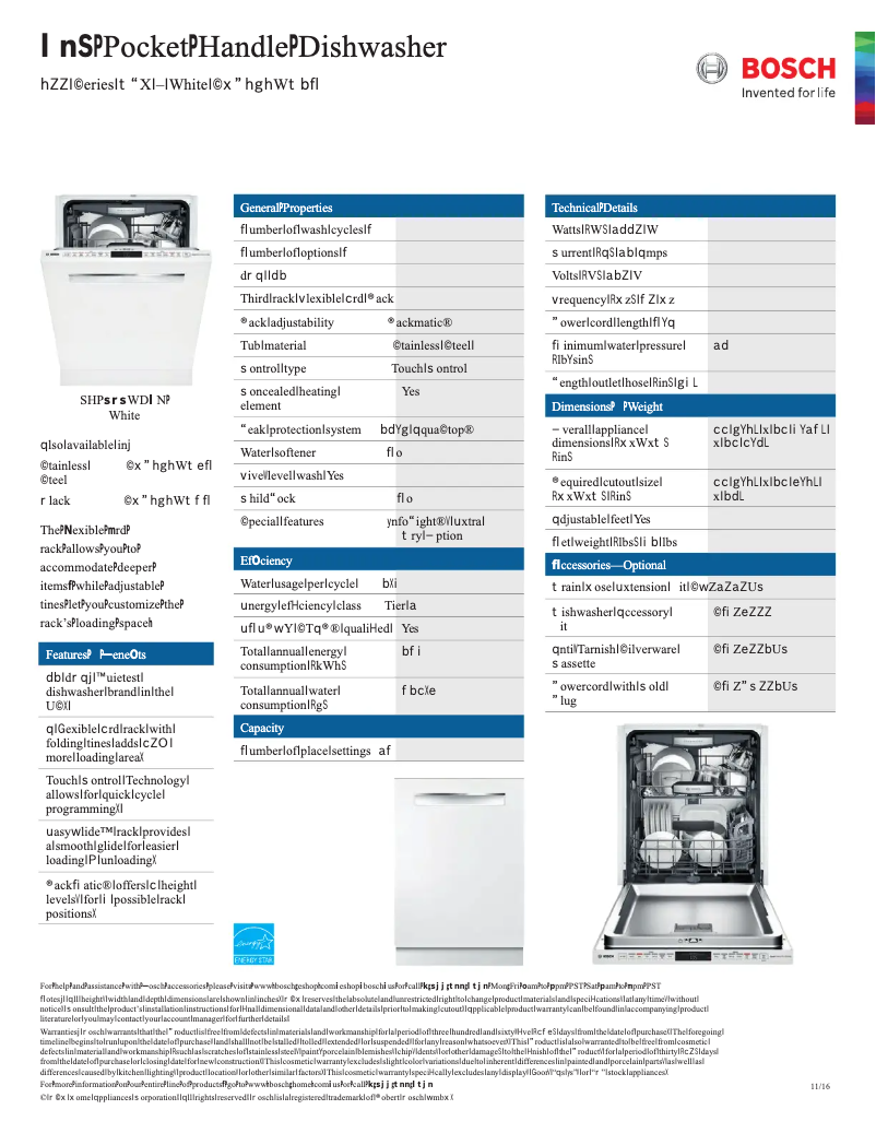 Page n°1 - Fiche technique Bosch SHP878WD