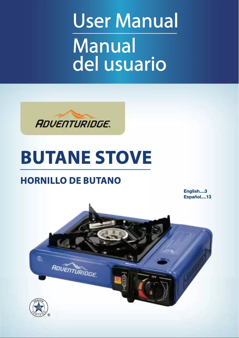 Page 1 de la notice Manuel utilisateur Adventuridge Butane Stove