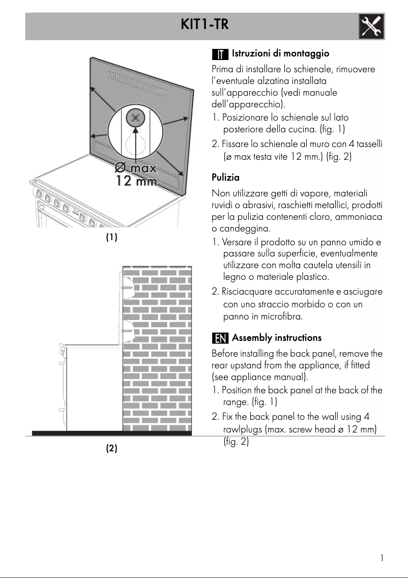 First page image of the manual for KIT1TR9N