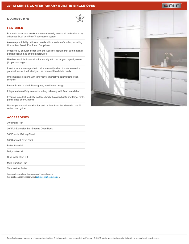 Page 1 de la notice Manuel utilisateur Wolf SO3050CB