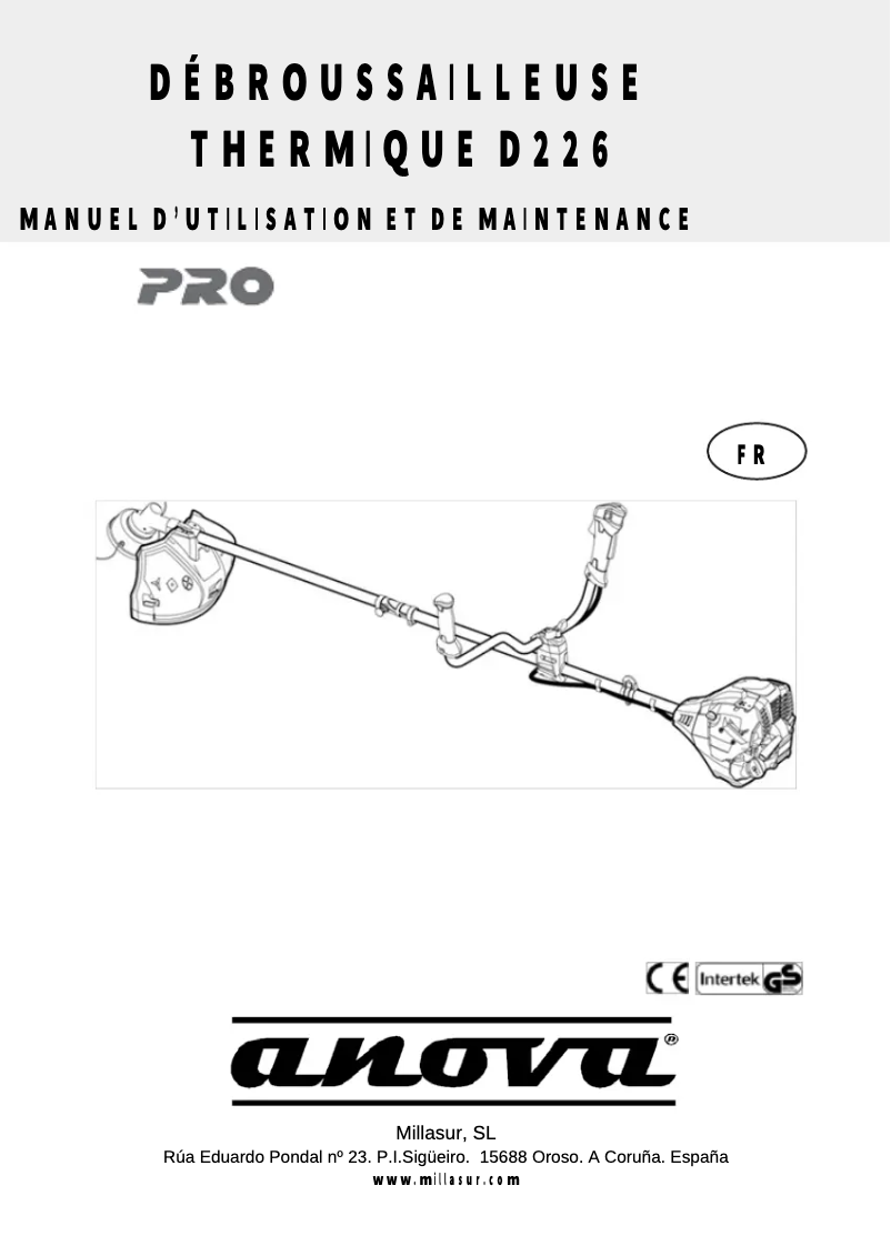 Page n°1 - Manuel utilisateur Anova D226
