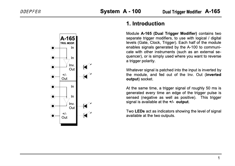 Page 1 de la notice Manuel utilisateur Doepfer A-165