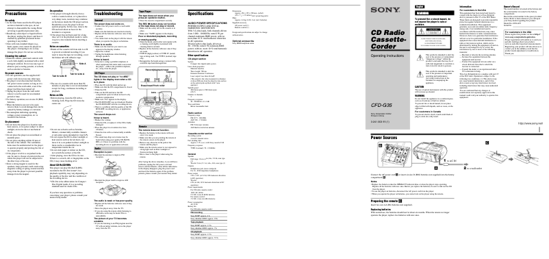 Página 1 del manual Manual de usuario Sony CFD-G35