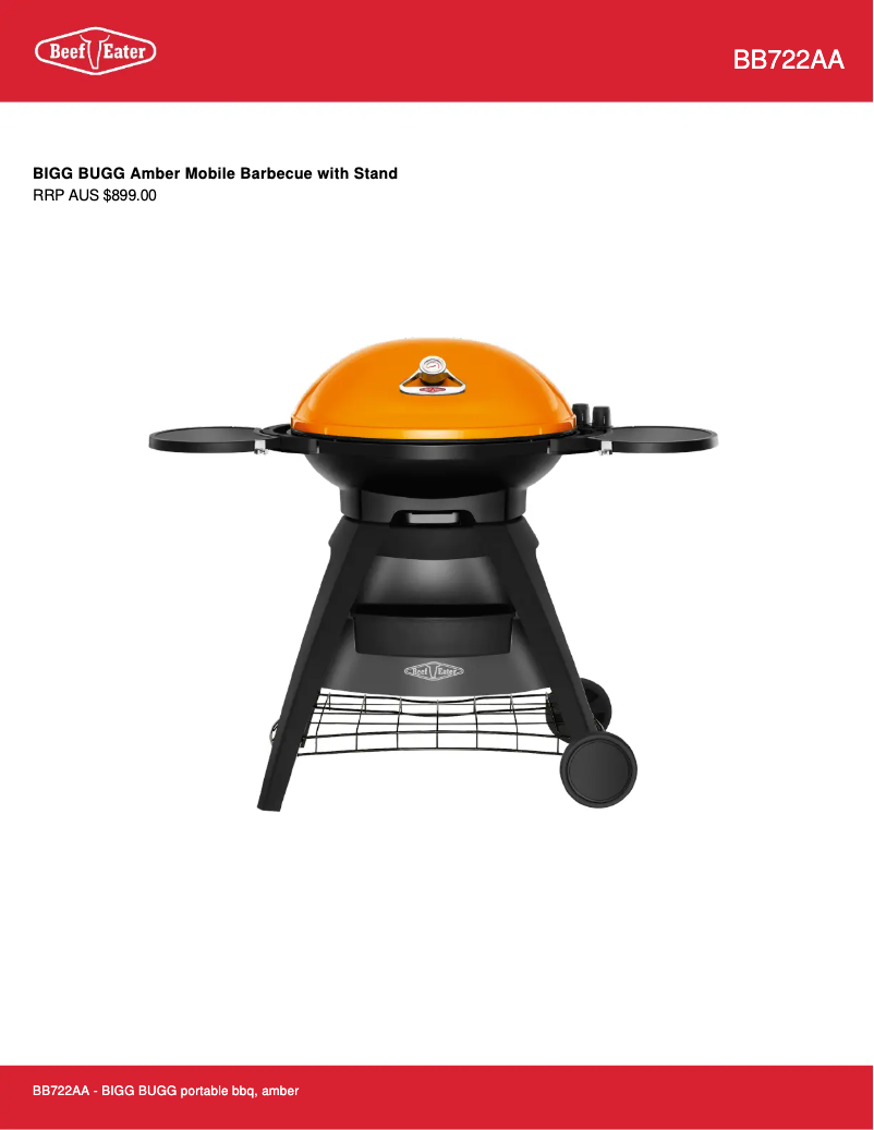Page 1 de la notice Fiche technique BeefEater Bigg Bugg BB722A