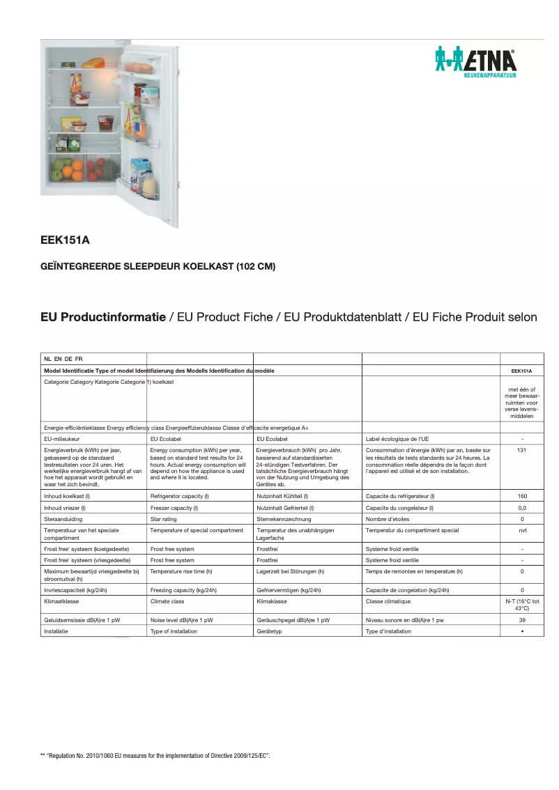 Image de la première page du manuel de l'appareil EEK151A
