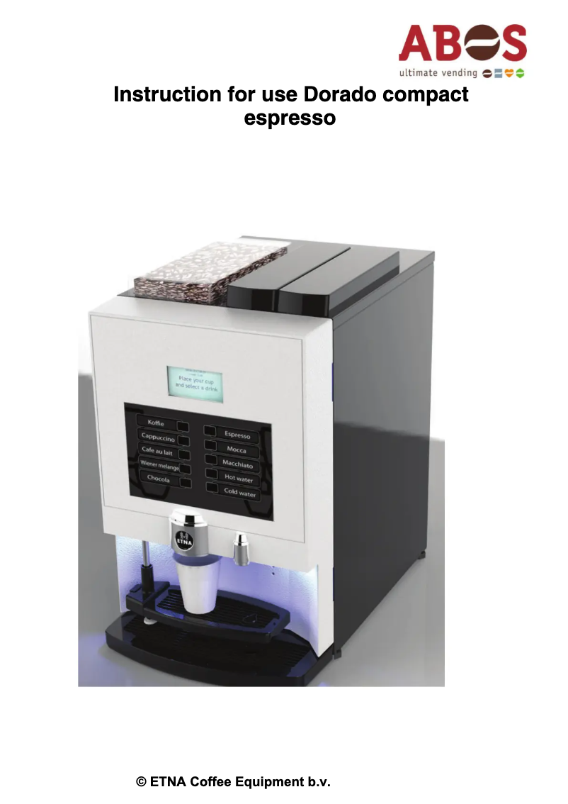 Page 1 de la notice Manuel utilisateur Etna Dorado Compact Espresso