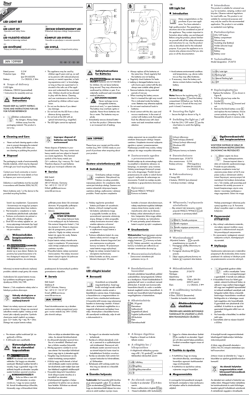 Page 1 de la notice Manuel utilisateur Crivit IAN 109989