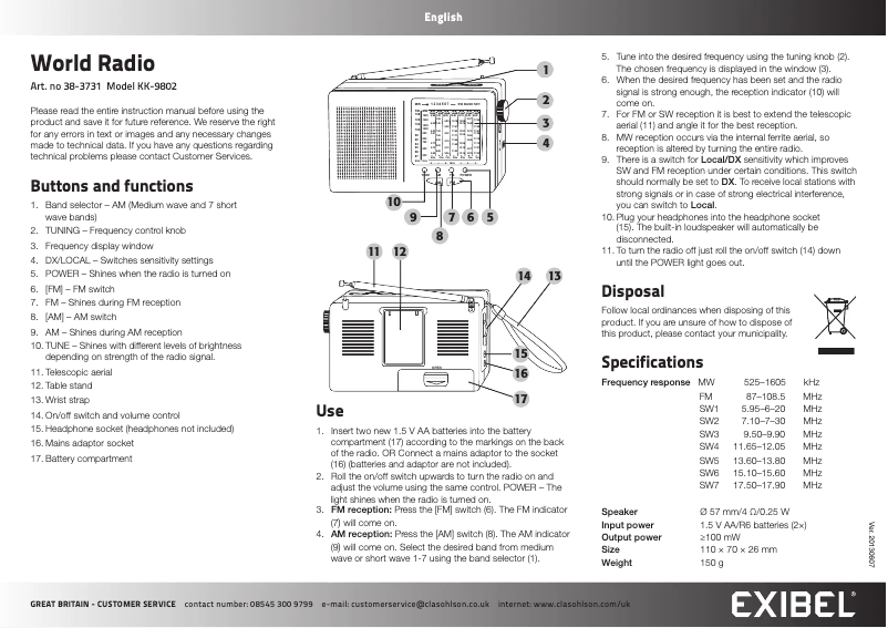 Page 1 de la notice Manuel utilisateur Exibel KK-9802
