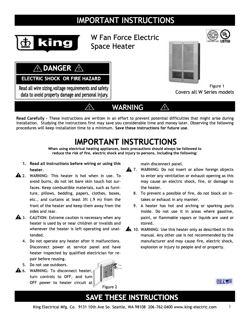 Page 1 de la notice Manuel utilisateur King W1215-W