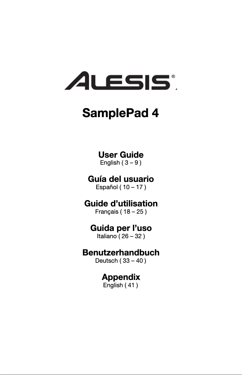 Page 1 of the manual User Manual Alesis SamplePad 4