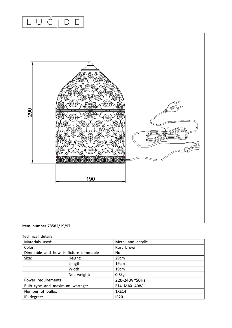 Página 1 del manual Manual de usuario Lucide Byrsa 78582/19/97