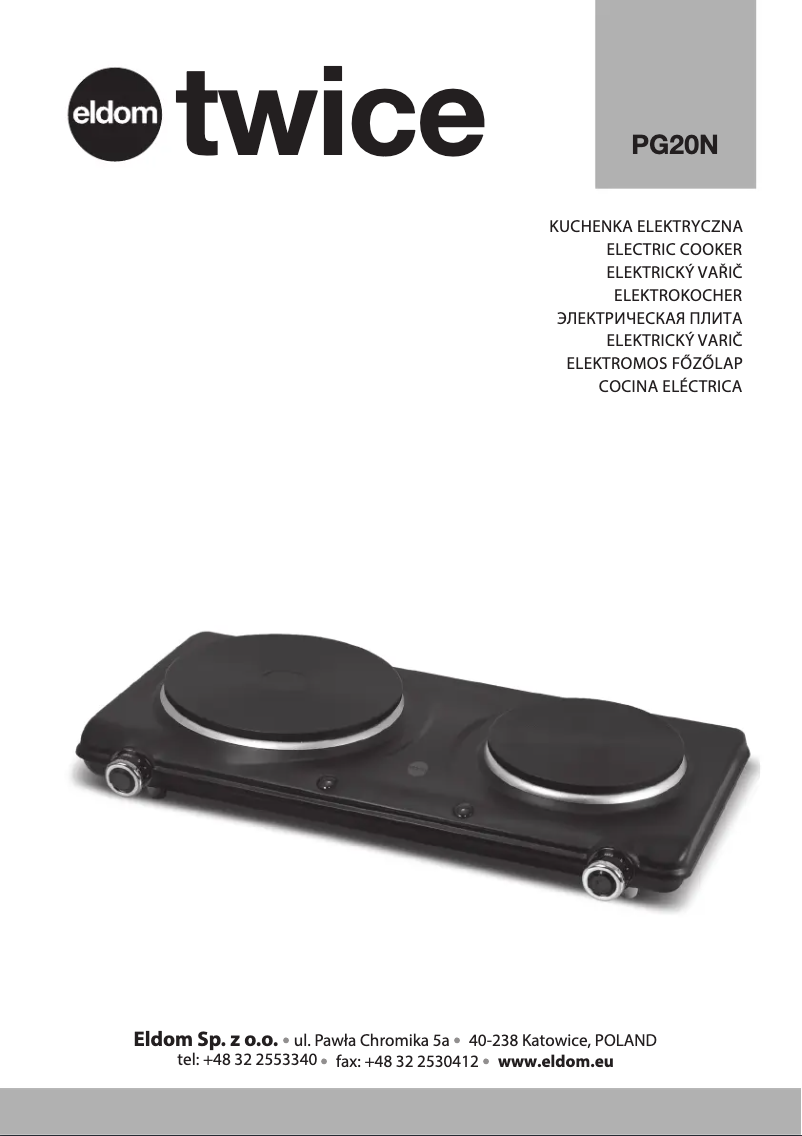 Page n°1 - Manuel utilisateur Eldom TWICE PG20N