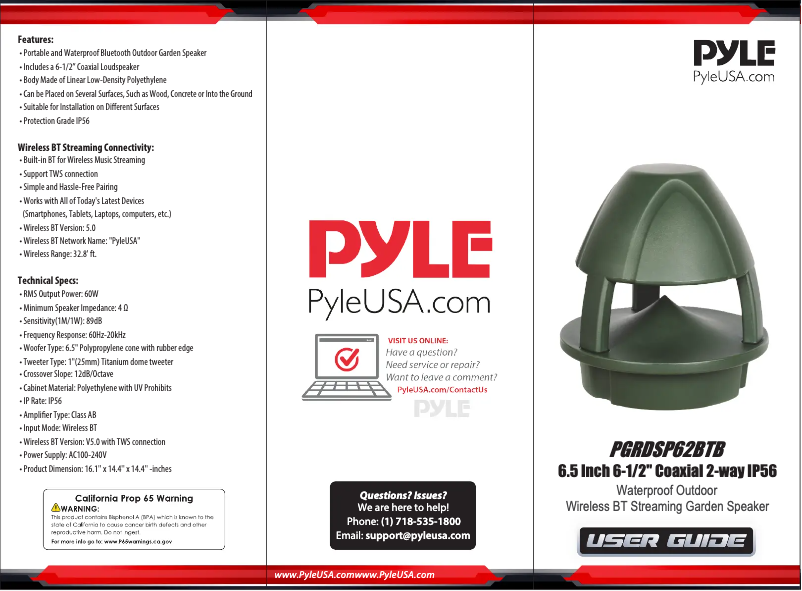 Page 1 de la notice Manuel utilisateur Pyle PGRDSP62BTB