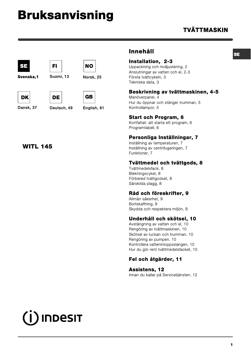 Image de la première page du manuel de l'appareil WITL 145