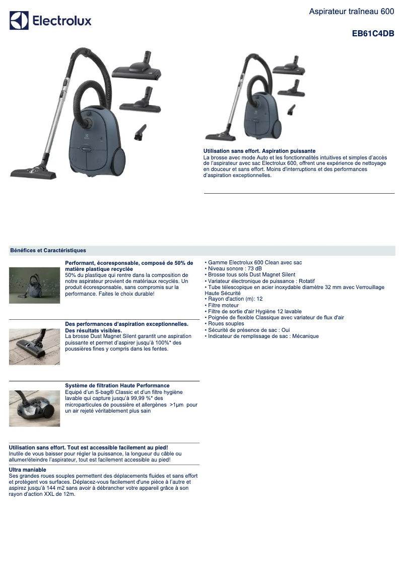 Page 1 de la notice Manuel utilisateur Electrolux EB61C4DB