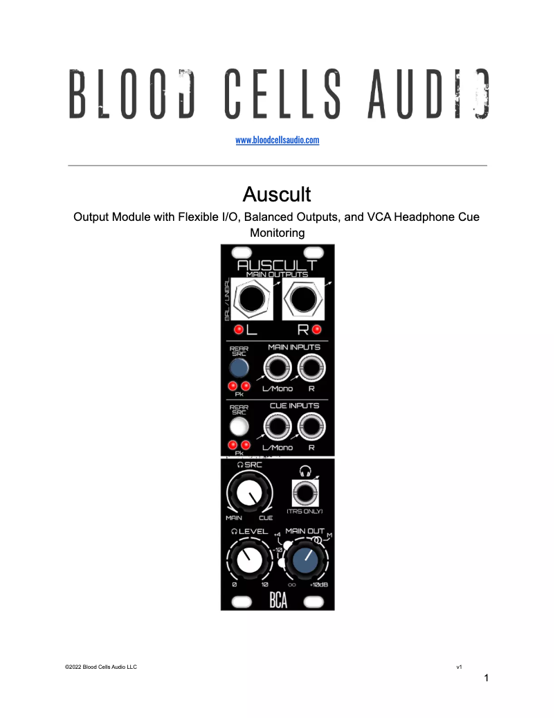 Page 1 de la notice Manuel utilisateur Blood Cells Audio Auscult