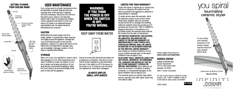 Page 1 de la notice Manuel utilisateur Conair CD122