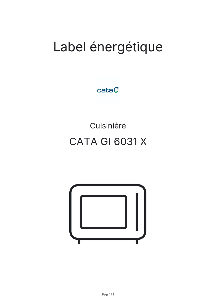 Page n°1 - Label énergétique CATA GI 6031 X