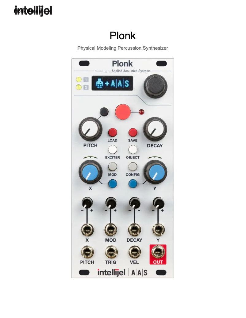 Page 1 de la notice Manuel utilisateur Intellijel Plonk