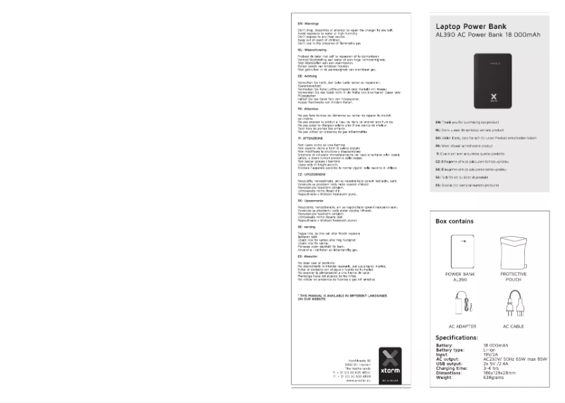 Image de la première page du manuel de l'appareil Li-ion, 18000 mAh