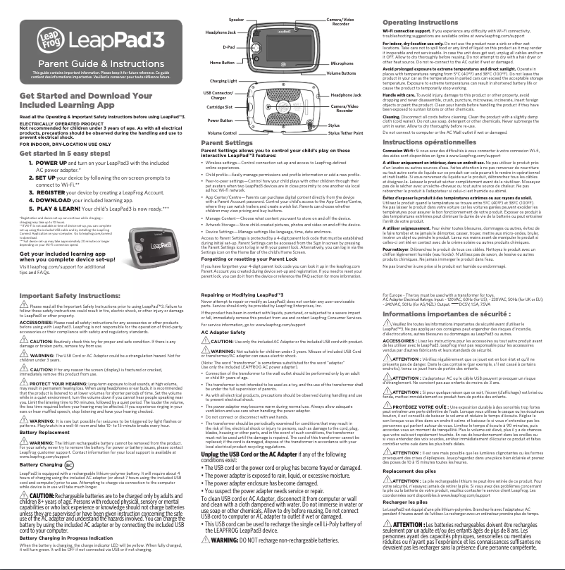 Page 1 de la notice Manuel utilisateur Leap Frog LeapPad 3