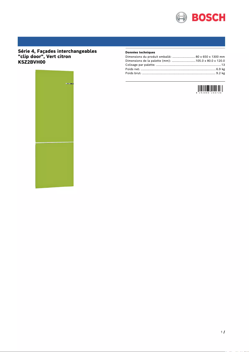 Page 1 of the manual User Manual Bosch KSZ2BVH00