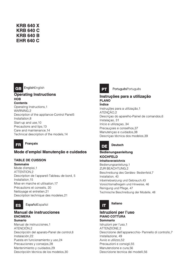 Página 1 del manual Manual de usuario Hotpoint Ariston KRB 640 B