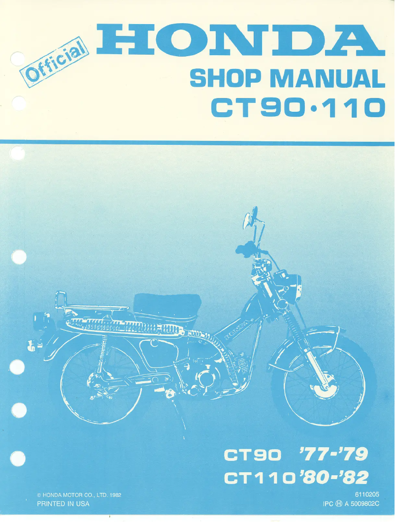 Page 1 de la notice Manuel utilisateur Honda CT110 (1982)