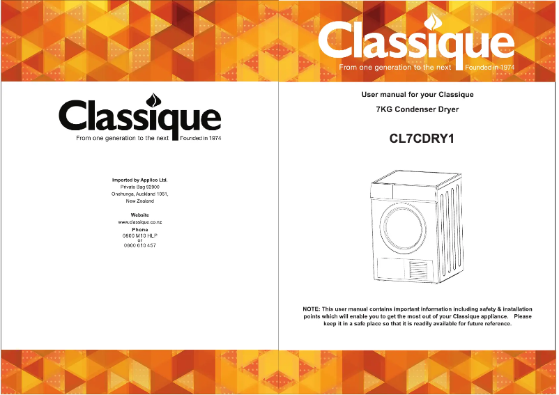 Image de la première page du manuel de l'appareil CL7CDRY1