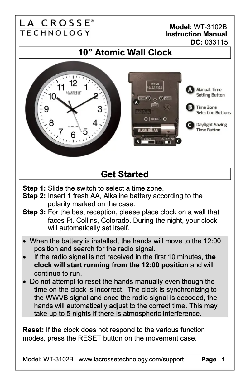 Page 1 de la notice Manuel utilisateur La Crosse Technology WT-3102B