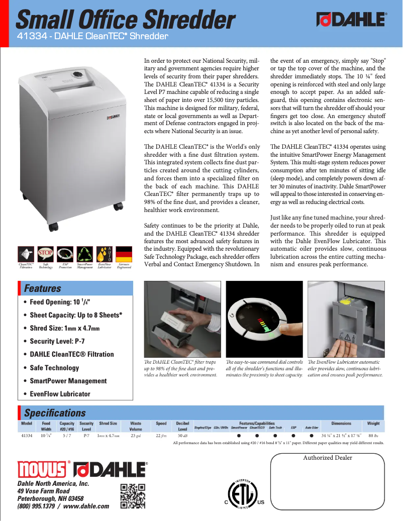 Page 1 de la notice Manuel utilisateur Dahle CleanTEC 41334