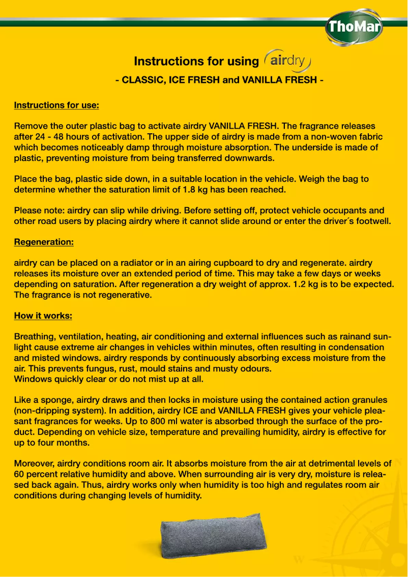 Page n°1 - Manuel utilisateur ThoMar airdry Classic