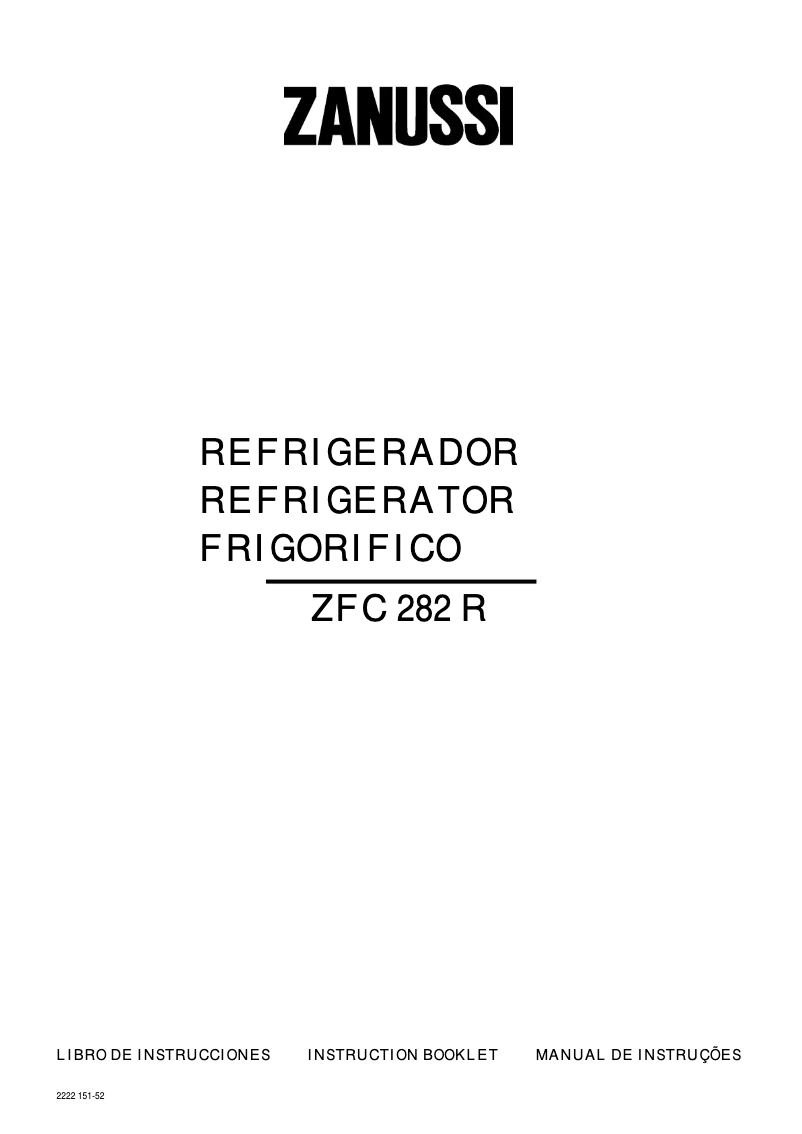 Image de la première page du manuel de l'appareil ZFC282R